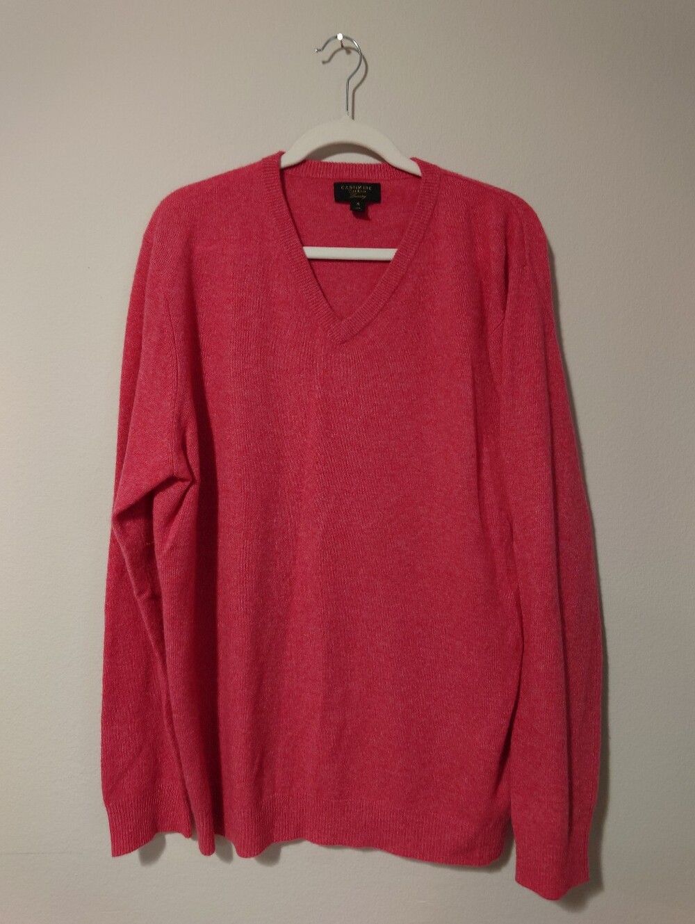 Club Room Luxury 100% Cashmere Men’s XL Pink V-Neck Sweater